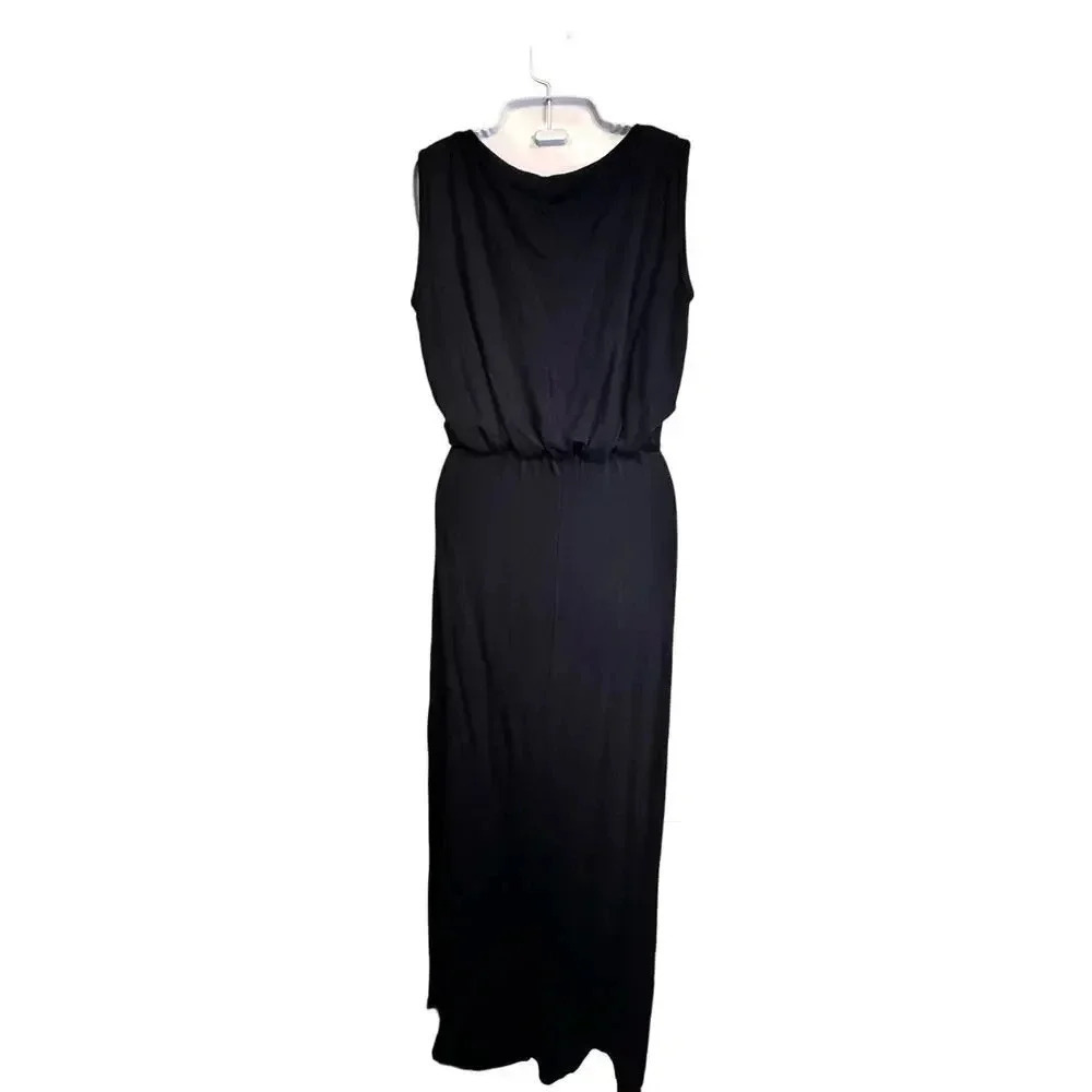 Go Couture Blouson Jersey Knit Navy Blue Maxi‎ Dress Women's L NWOT - Picture 8 of 10